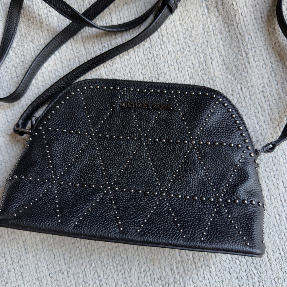 Michael Kors Black Quilted Stud Crossbody Bag - Picture 2 of 13